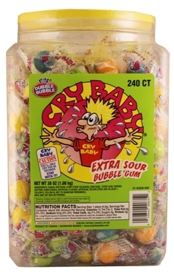 Cry Baby Extra Sour Bubble Gum 240 count