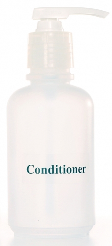 18 oz. Boston Round Bottle w/Pump Silkscreened Conditioner
