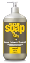 Everyone 3-In-1 Coconut & Lemon Shampoo, Body Wash & Bubble Bath 32 oz.